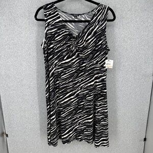 Relativity Womens Stretch Knit Dress Size 2X Animal Print Black Sleeveless NEW